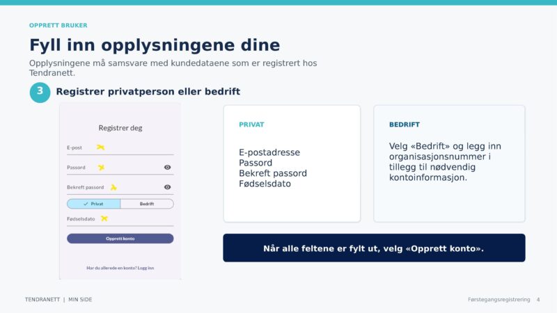 Tendranett Førstegangsregistrering Web og App 4